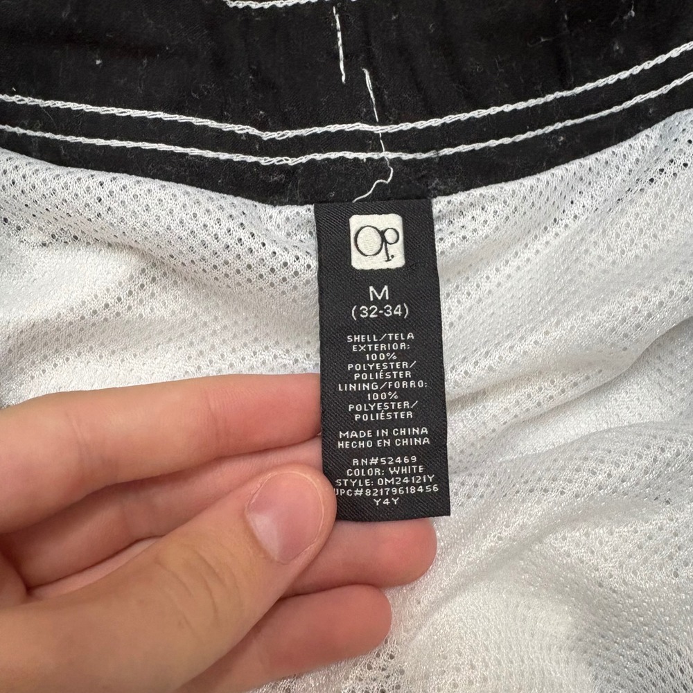 Vintage Y2K OP Swim Shorts Mens M White Colorblock Board Trunks Ocean Pacific - Picture 3 of 7